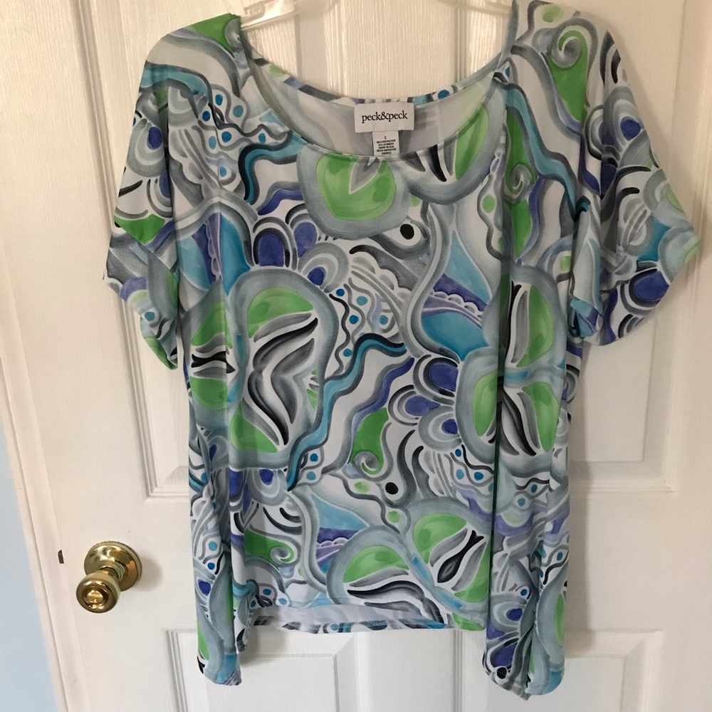 Geometric short sleeve blouse